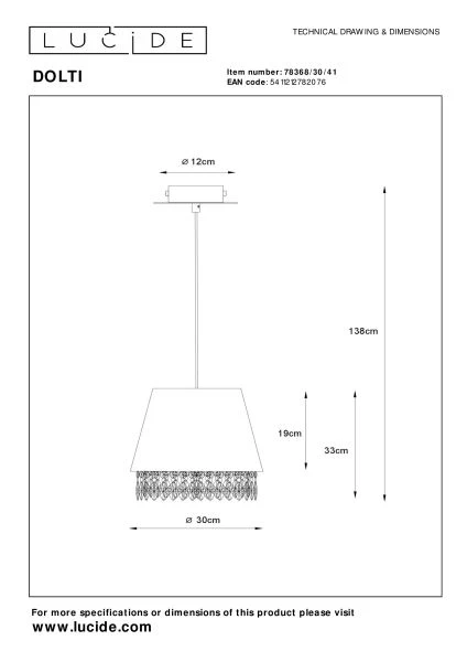 Lucide DOLTI - Hanglamp - Ø 30 cm - 1xE27 - Taupe - technisch